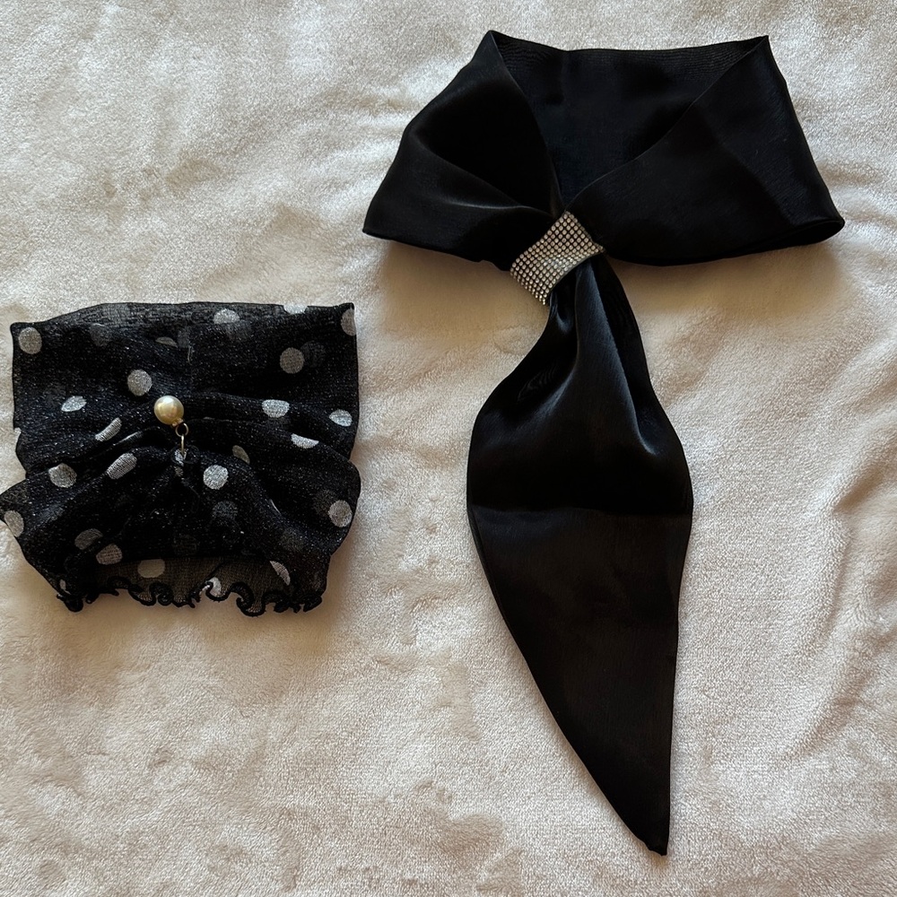 Elegant Black Scarf with Rhinestone Accent